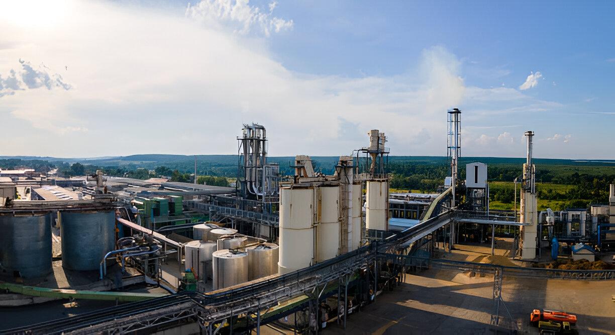 Industrial facility at dusk